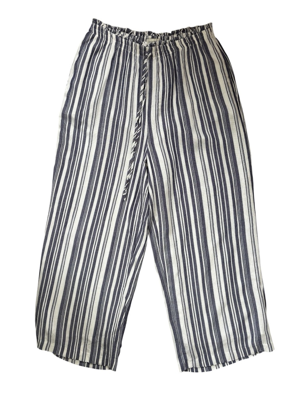 Gentle Fawn Navy and White Vertical Stripe Wide Leg relaxed cropped pants S